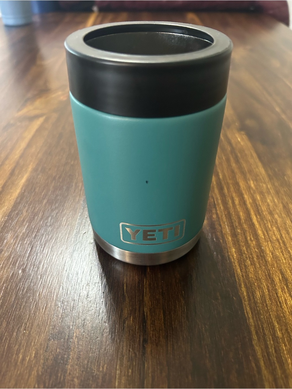Yeti Teal Insulated Can Cooler with Black Rim